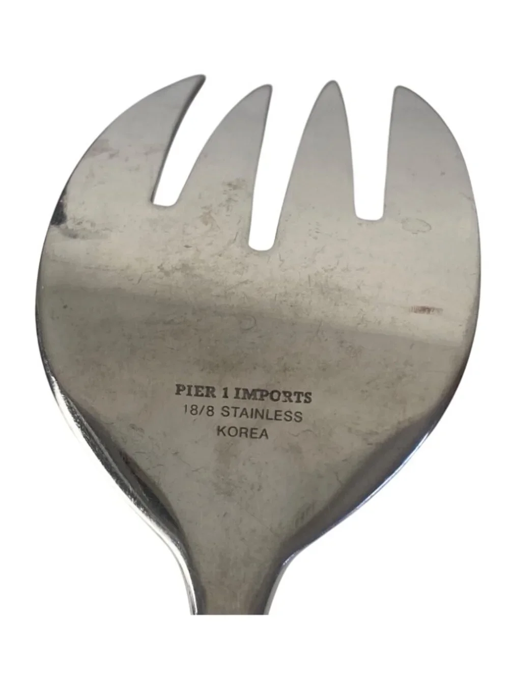 Pier 1 Imports P114 Stainless Large Serving Fork Spoon Set Gold Accents Korea